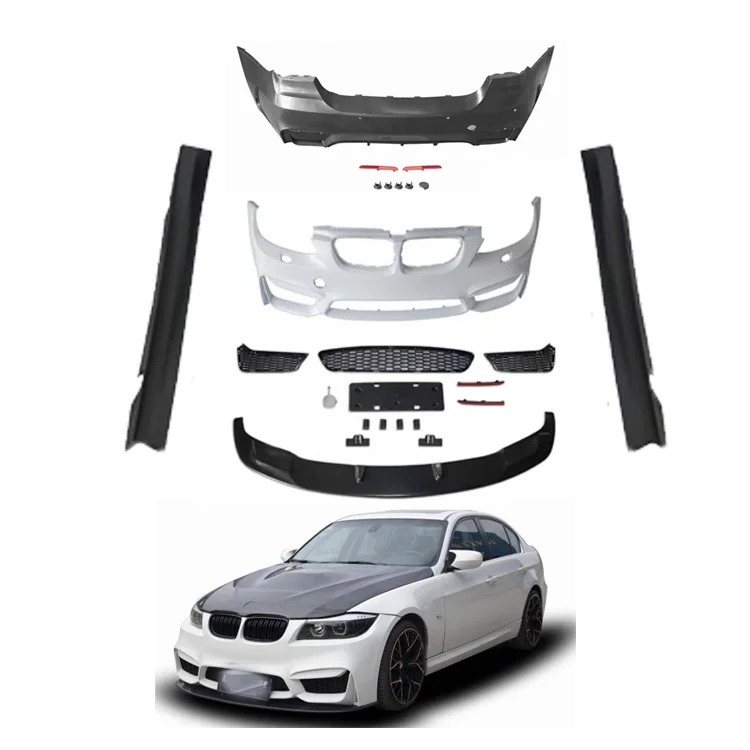HIgh Quality Exterior M4 Sport Style Car Parts Front and Rear Bumper Side Skirt Body Kit for  E90 E92 E93 2005-2012